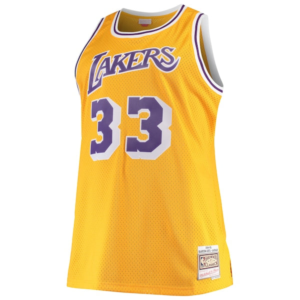 Kareem Abdul-Jabbar Los Angeles Lakers 1984/85 Big & Tall Hardwood Classics Swingman Jersey - Gold - Image 2