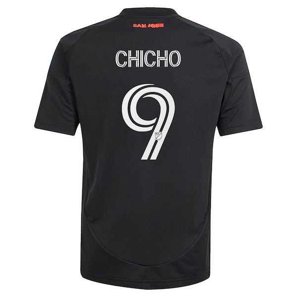 Cristian Arango San Jose Earthquakes adidas Youth 2025 Headliner Replica Player Jersey - Black - Image 3