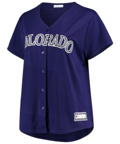 Alternative view of Colorado Rockies Women's Plus Size Alternate Replica Team Jersey - Purple