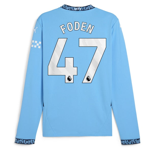 Phil Foden Manchester City Puma 2024/25 Home Replica Long Sleeve Player Jersey - Light Blue - Image 3