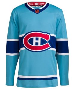 Alternative view of Montreal Canadiens adidas Reverse Retro 2.0 Authentic Blank Jersey - Light Blue