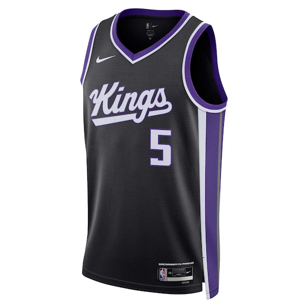 De'Aaron Fox Sacramento Kings Nike Unisex Swingman Jersey - Icon Edition - Black/White - Image 3