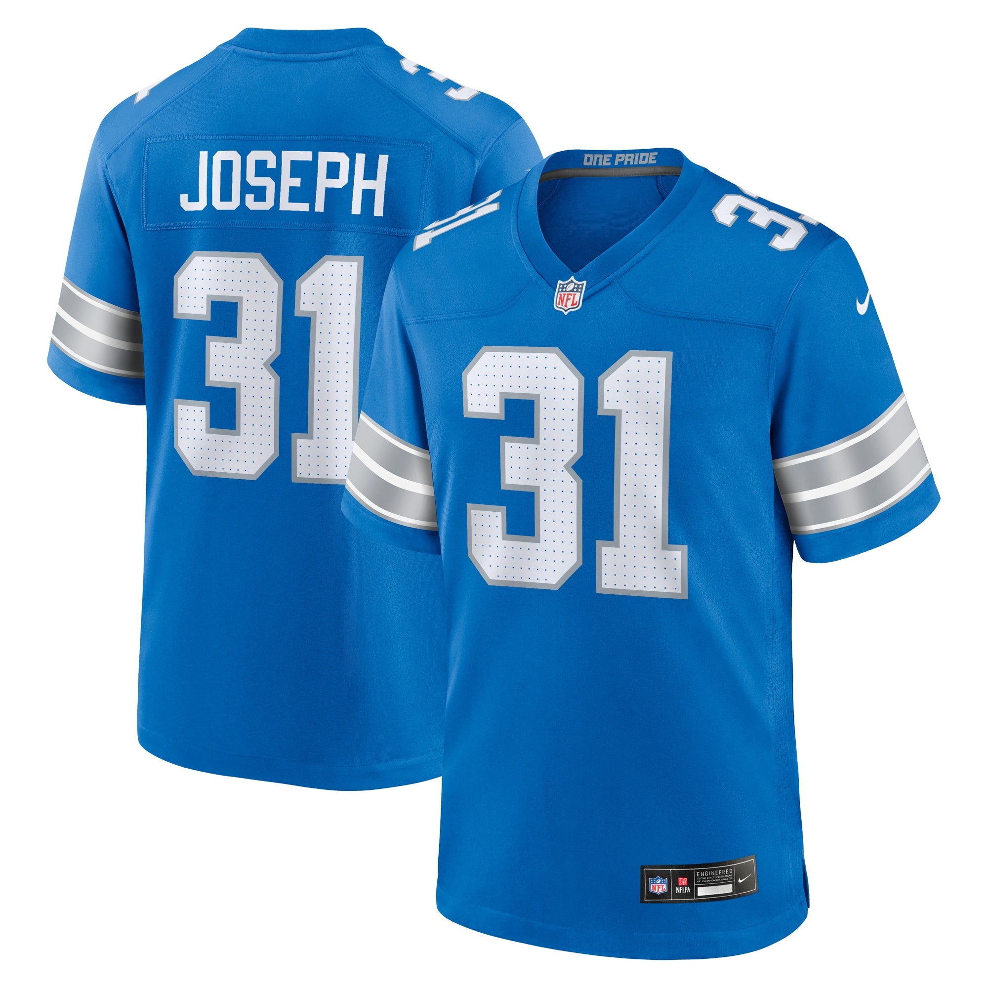 Kerby Joseph Detroit Lions Nike Game Jersey - White/Blue - Image 5