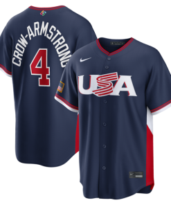 Men's USA Baseball Pete Crow-Armstrong Nike 2026 World Baseball Classic Road Stadium Jersey - Navy/White