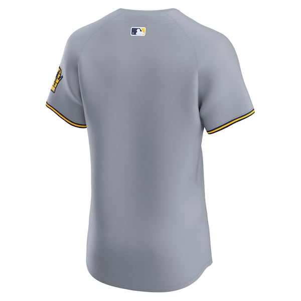 Milwaukee Brewers Nike Road Vapor Premier Elite Patch Jersey - Gray - Image 3