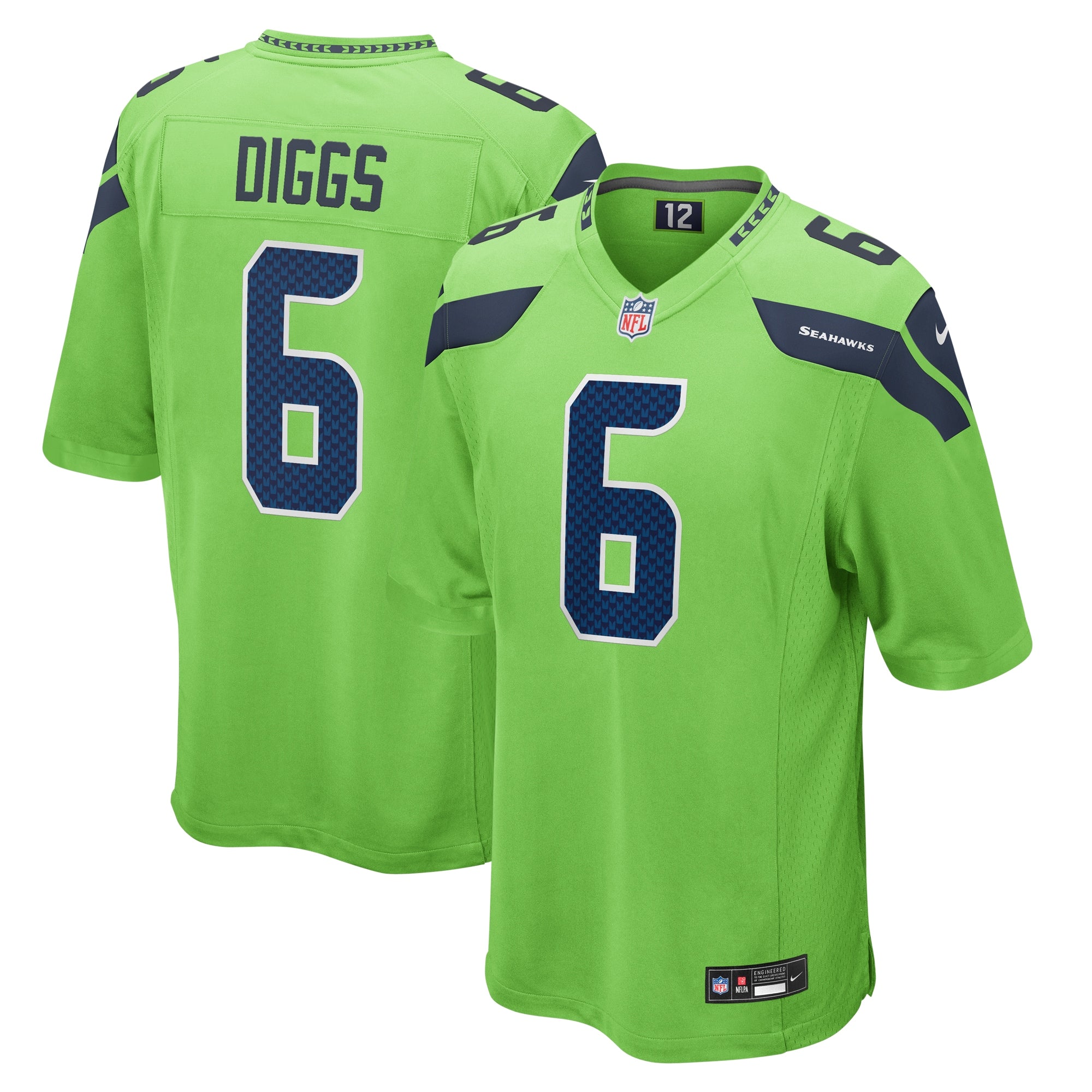 Quandre Diggs Seattle Seahawks Nike Game Jersey - College Navy/Green - Image 6