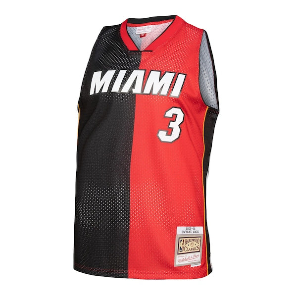 Dwyane Wade Miami Heat Big & Tall Hardwood Classics 2005/06 Split Swingman Jersey - Black/Red - Image 2