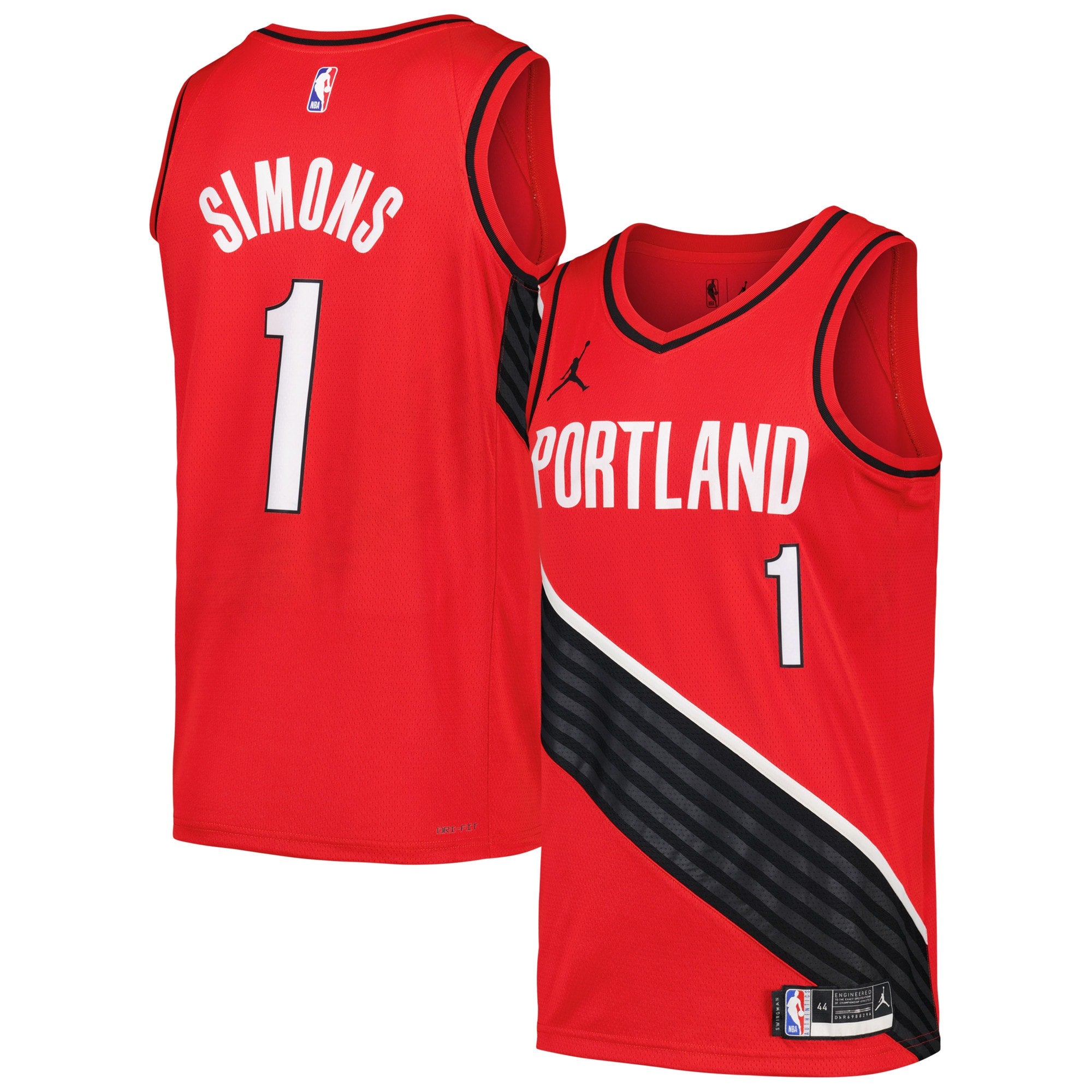 Anfernee Simons Portland Trail Blazers Nike Swingman Player Jersey - City Edition - Black/Red - Image 5