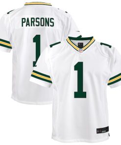 Alternative view of Micah Parsons Green Bay Packers Nike Youth White Game Jersey - White/Green