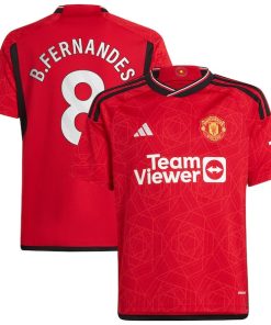 Bruno Fernandes Manchester United adidas Youth 2023/24 Home Replica Player Jersey - Red