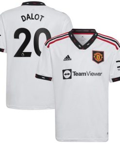 Diogo Dalot Manchester United adidas Youth 2022/23 Away Replica Player Jersey - White