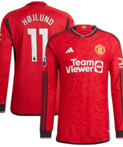 Rasmus H?jlund Manchester United adidas 2023/24 Home Authentic Long Sleeve Player Jersey?¨C Red