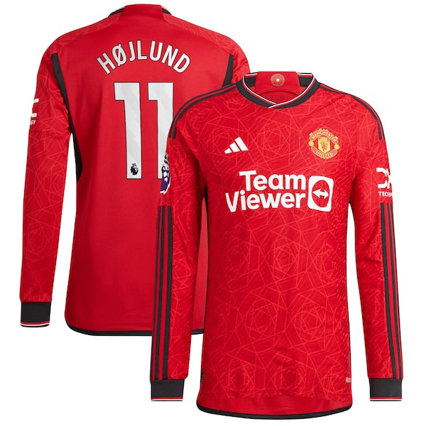 Rasmus H?jlund Manchester United adidas 2023/24 Home Authentic Long Sleeve Player Jersey?ยจC Red
