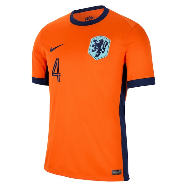 Virgil van Dijk Netherlands National Team Nike 2024 Home Replica Jersey - Orange/Blue - Image 3