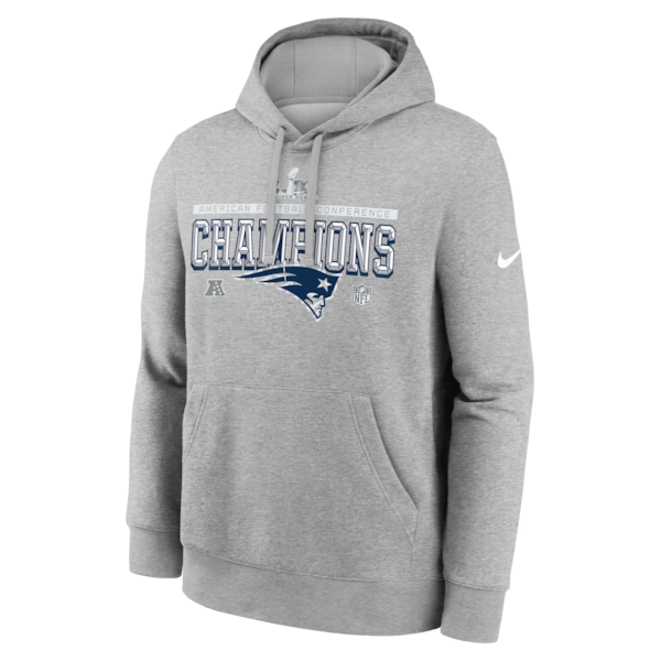 Men's New England Patriots Nike Heather Gray 2025 AFC Champions Locker Room Trophy Collection Hoodie - Image 2