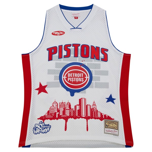 Detroit Pistons x Tats Cru Hardwood Classics Fashion Jersey - White - Image 2