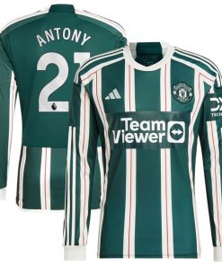 Antony Manchester United adidas 2023/24 Away Long Sleeve Replica Player Jersey - Green/Red