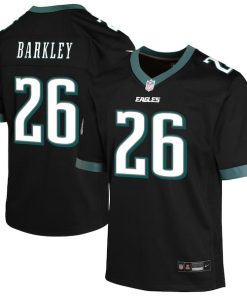 Alternative view of Saquon Barkley Philadelphia Eagles Nike Youth Alternate Game Jersey - Black/Kelly Green/Green/White