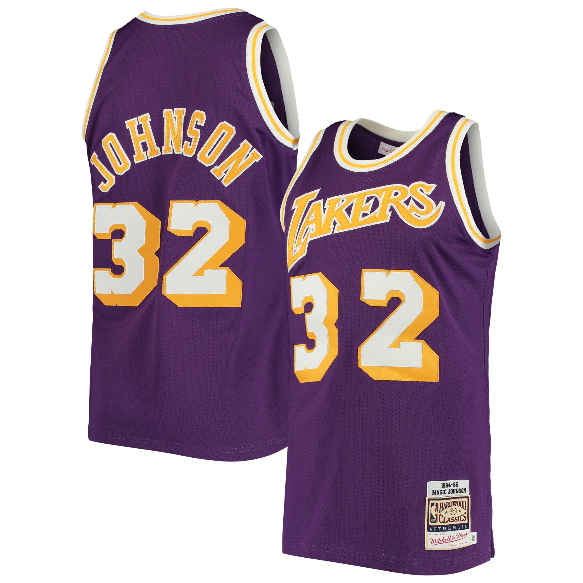 Magic Johnson Los Angeles Lakers 1984/85 Hardwood Classics Authentic Jersey - Gold/Purple - Image 6