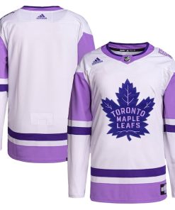 Toronto Maple Leafs adidas Hockey Fights Cancer Primegreen Authentic Blank Practice Jersey - White/Purple