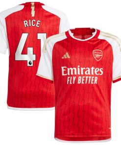 Declan Rice Arsenal adidas Youth 2023/24 Home Replica Player Jersey - Red