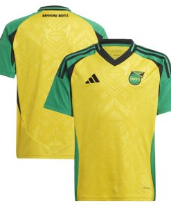 Alternative view of Jamaica National Team adidas Youth 2024 Home Replica Jersey - Yellow/Black