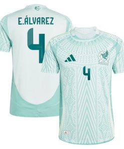 Alternative view of Edson Alvarez Mexico National Team adidas 2024 Away Authentic Player Jersey - Green/Burgundy