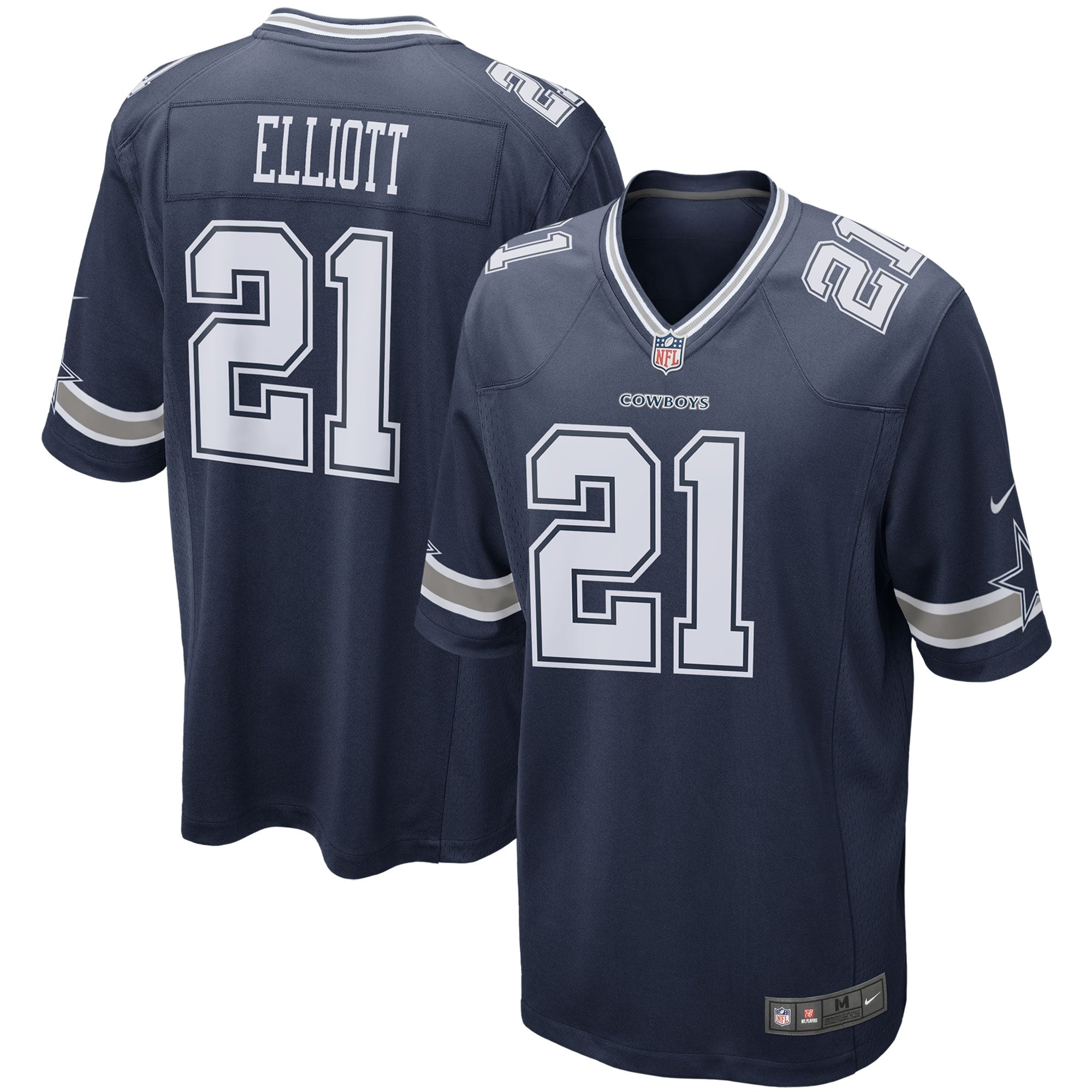 Ezekiel Elliott Dallas Cowboys Nike Team Game Jersey - White/Navy - Image 6