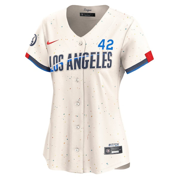 Jackie Robinson Los Angeles Dodgers Nike Women's City Connect Retired Limited Jersey - Cream - Image 2