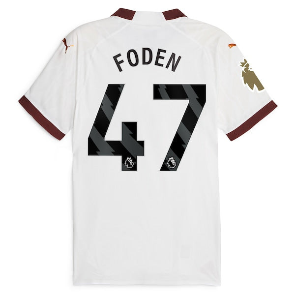 Phil Foden Manchester City Puma 2023/24 Away Authentic Player Jersey - White - Image 3