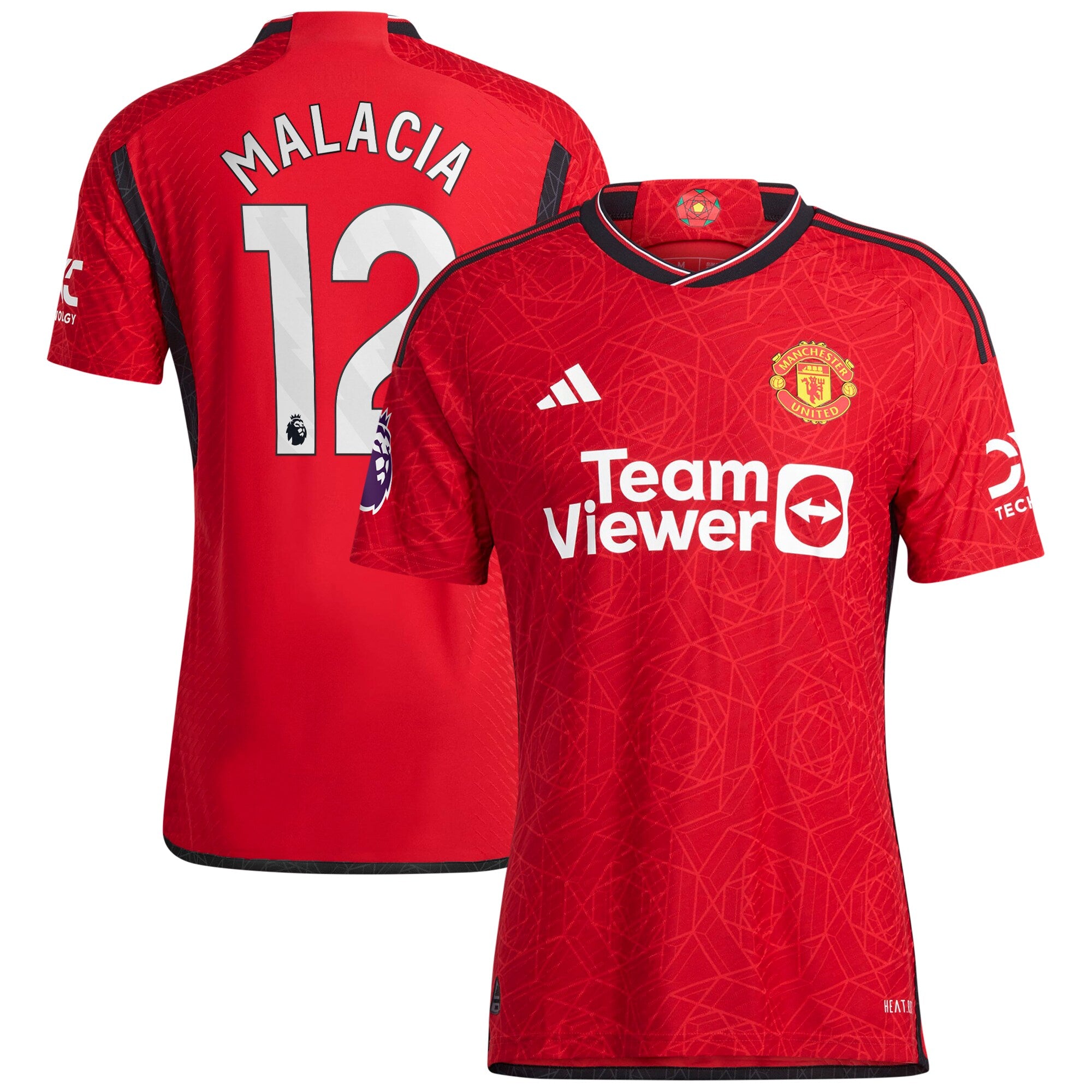 Tyrell Malacia Manchester United adidas 2023/24 Away Authentic Player Jersey - Green/Red - Image 5