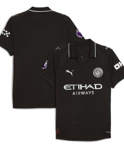 Manchester City Puma 2025/26 Away Authentic Jersey - Black/Light Blue