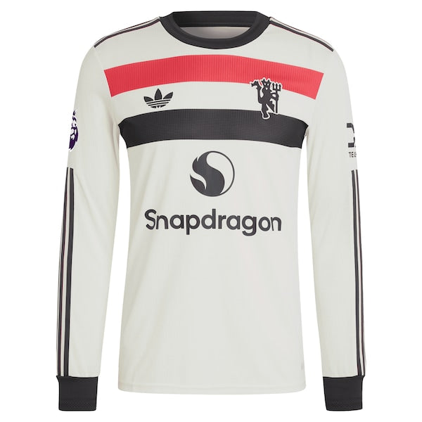 Alejandro Garnacho Manchester United adidas Originals 2024/25 Third Authentic Long Sleeve Jersey - Cream - Image 3