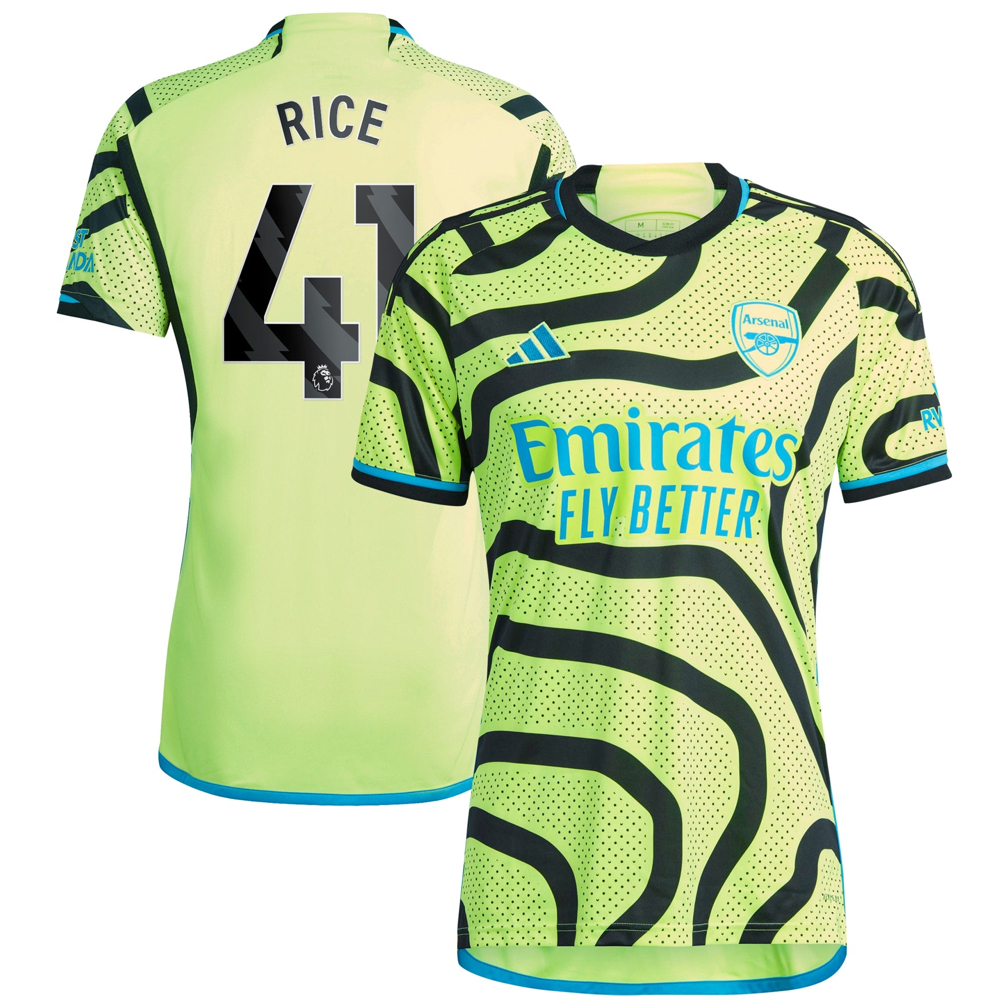 Declan Rice Arsenal adidas 2023/24 Third Replica Player Jersey - Green/Yellow - Image 5