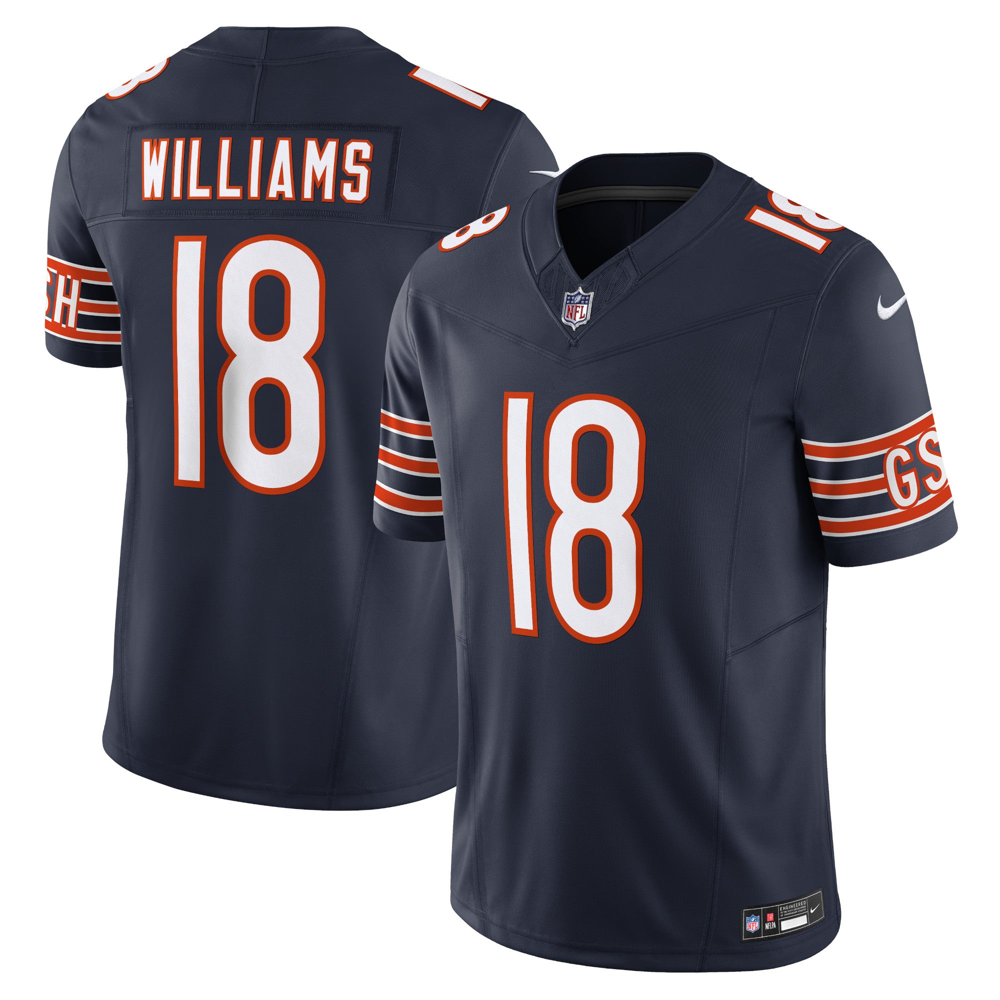 Caleb Williams Chicago Bears Nike Vapor F.U.S.E. Limited Jersey - Orange/White/Navy - Image 8