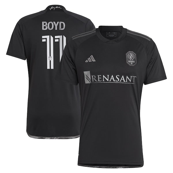 Tyler Boyd Nashville SC adidas 2024 Man In Black Kit Replica Player Jersey - Black/Yellow - Image 2