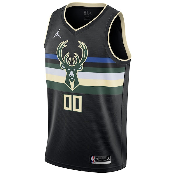 Milwaukee Bucks Jordan Brand Swingman Custom Jersey - Statement Edition - Black - Image 2