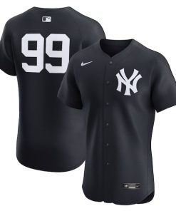 Alternative view of Aaron Judge New York Yankees Nike Alternate 2 Elite Jersey - Navy/White
