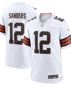 Alternative view of Shedeur Sanders Cleveland Browns Nike 2025 NFL Draft Game Jersey - White/Brown