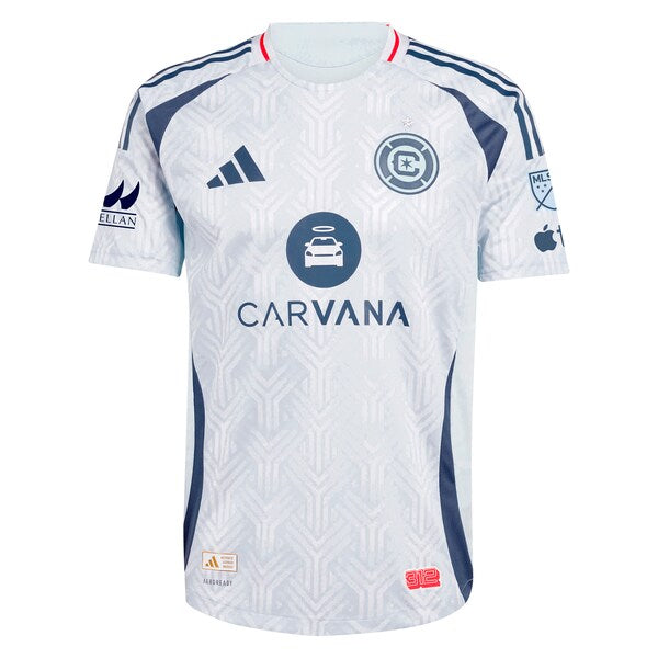 Kellyn Acosta Chicago Fire adidas 2025 The Municipal Kit Authentic Player Jersey - Light Blue - Image 2