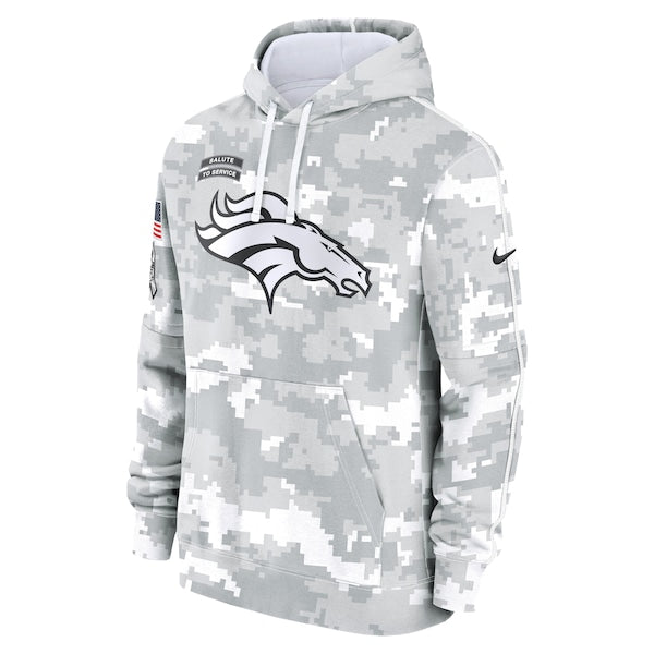 Denver Broncos Nike Youth 2024 Salute To Service Pullover Hoodie - White/Gray - Image 2