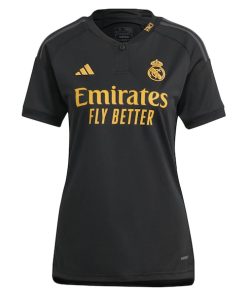 Alternative view of Jude Bellingham Los Merengues adidas Women's 2023/24 Third Replica Player Jersey - Black