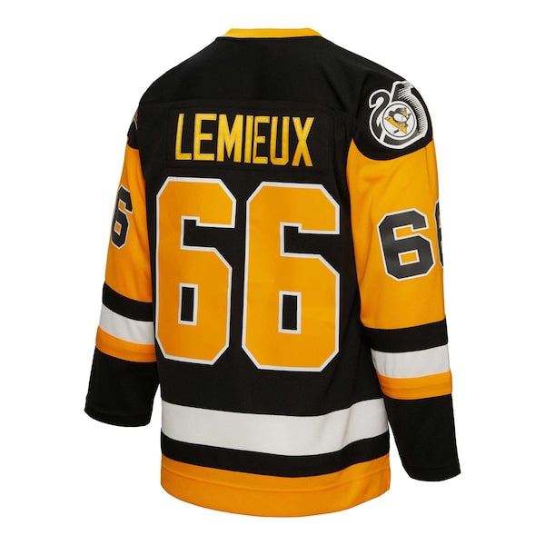 Mario Lemieux Pittsburgh Penguins Big & Tall 1991 Captain Patch Blue Line Player Jersey - Black - Image 3