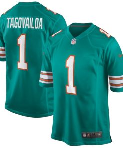 Alternative view of Tua Tagovailoa Miami Dolphins Nike Alternate Game Jersey - Aqua/White