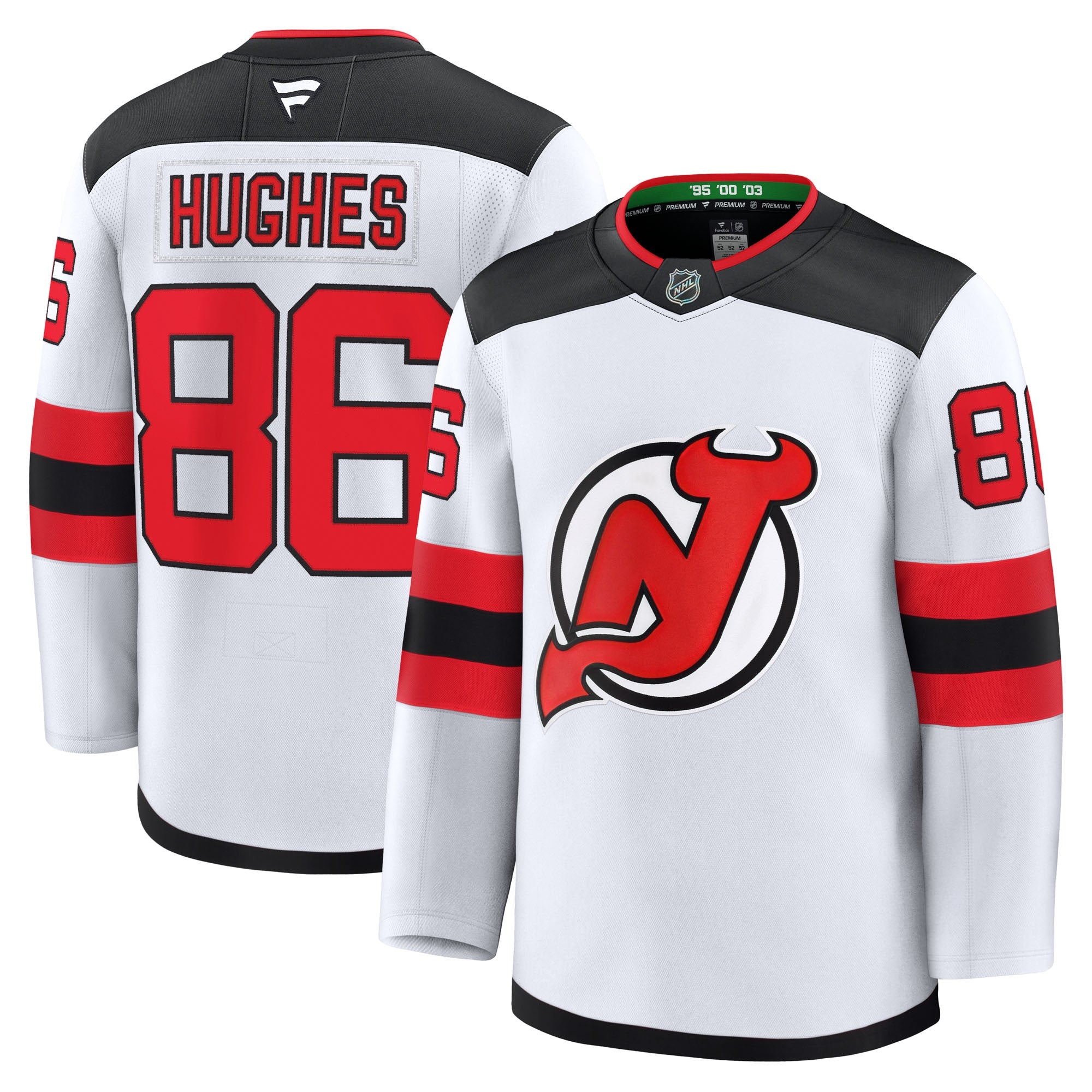 Jack Hughes New Jersey Devils Home Premium Jersey - Red/White/Black - Image 10