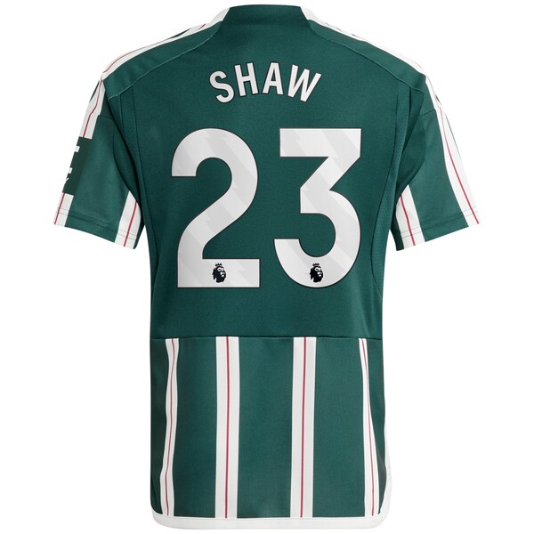 Luke Shaw Manchester United adidas Youth 2023/24 Away Replica Player Jersey - Green/White - Image 4