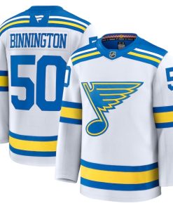 Jordan Binnington St. Louis Blues  Away Premium Player Jersey - White/Blue