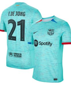 Frenkie de Jong Barcelona Nike 2023/24 Third Replica Jersey - Aqua/Royal/White
