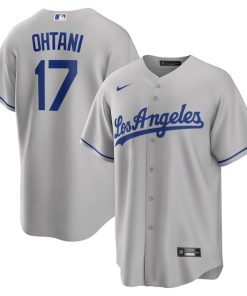 Alternative view of Shohei Ohtani Los Angeles Dodgers Nike Away Replica Player Jersey - Gray/Royal/White