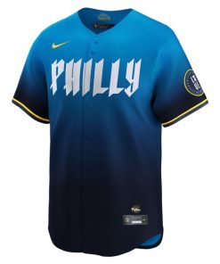 Alternative view of Zack Wheeler Philadelphia Phillies Nike 2024 City Connect Limited Player Jersey - Blue